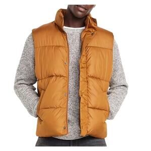 Old Navy Water-Resistant Puffer Vest Men's Large Beige Gold Caramel Gorpcore NEW